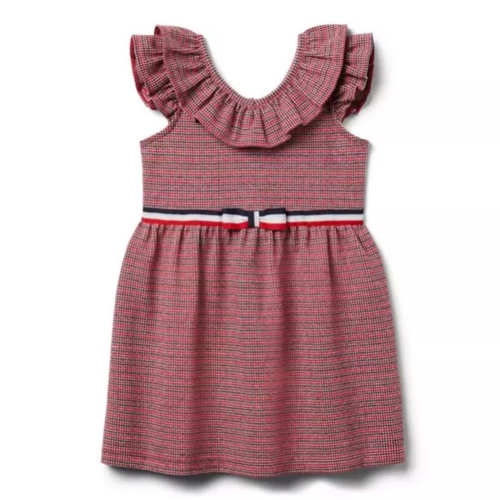 Janie and Jack Houndstooth Jacquard Dress Girls Size 6 NWT - True Red color